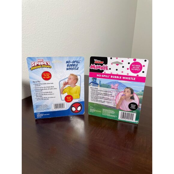 Disney Junior No-Spill Bubble Whistle Set - Spidey & Minnie 2 Pack 2 Fl Oz Eac - Picture 2 of 4